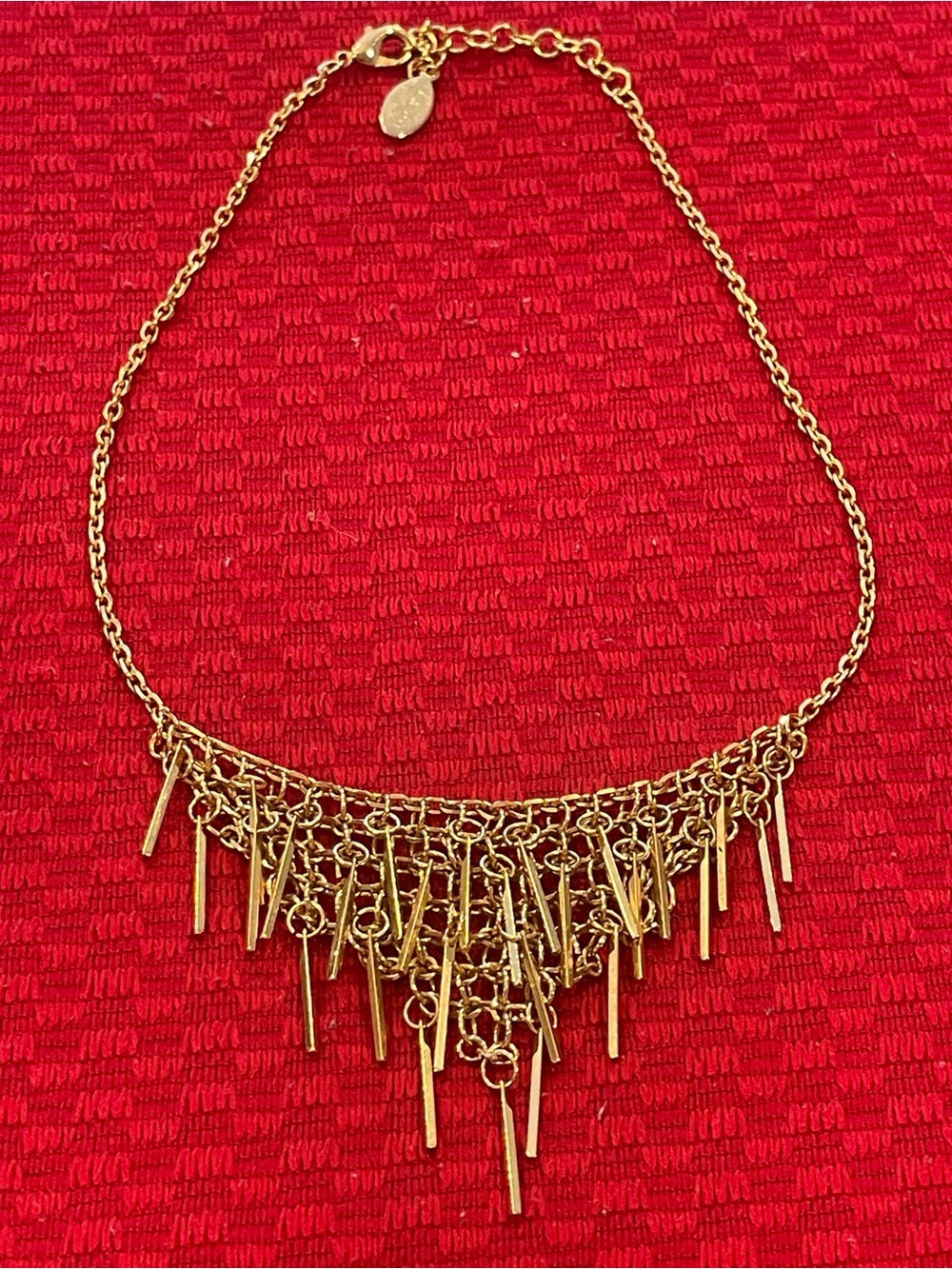 Guess Vintage Signed Gold Tone Fringe Bib Necklace